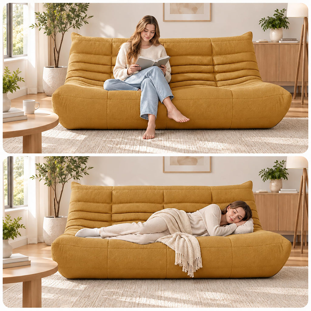 Yellow 3 Seater Bean Bag Sofa U56894