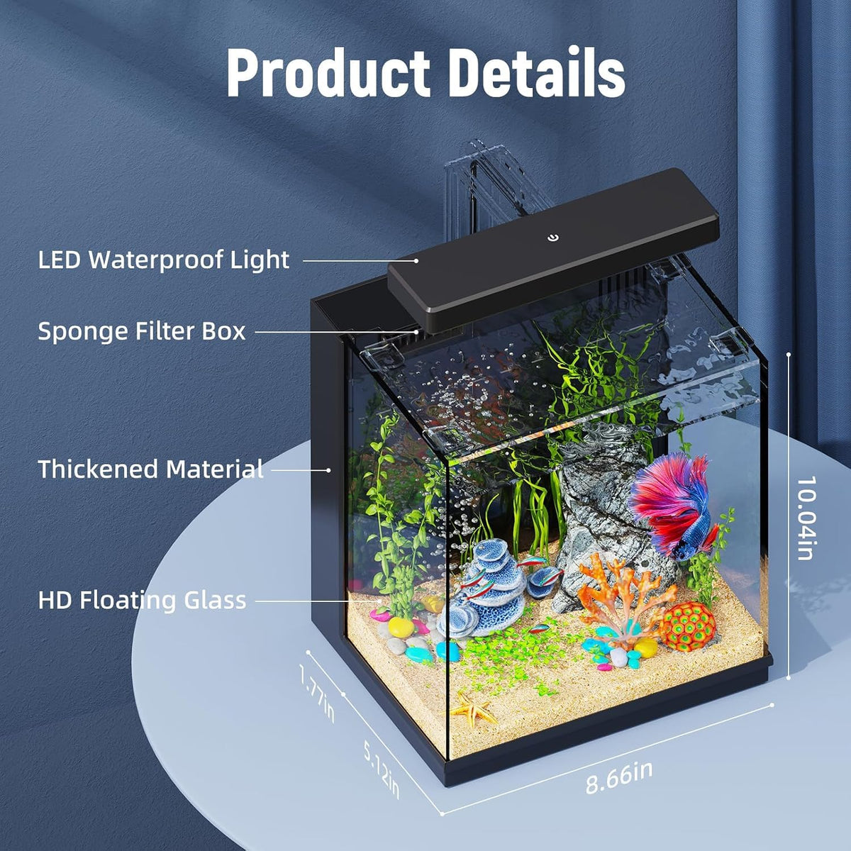 2 Gallon All-in-One Aquarium Kit with Filtration & LED Light L16320