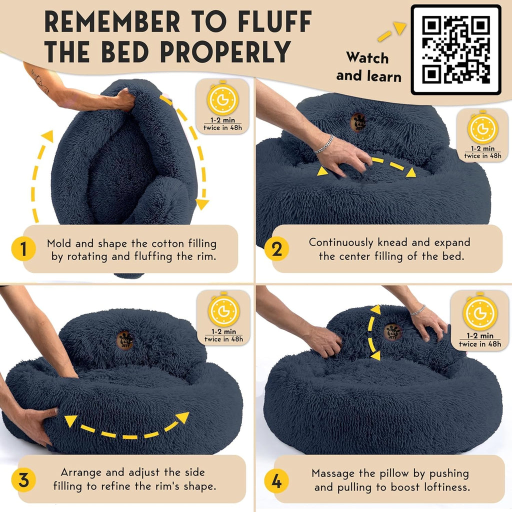 Medium Size Washable Anti-Slip Fluffy Plush Round Dog Bed B272