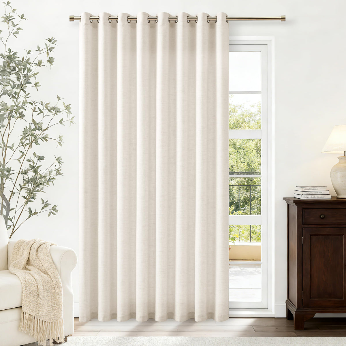Linen 100 Inch Wide 84 Inch Length Ivory Curtains C5635