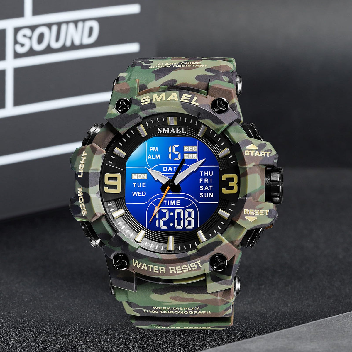 Men Tactical Analog Digital Sport Watch 50M LED Z54055