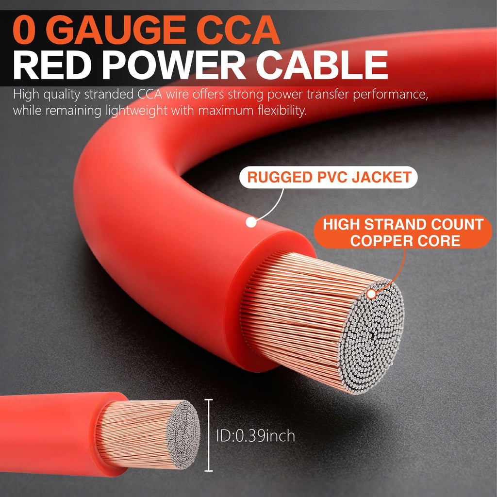 0 Gauge Car Audio Amp Wiring Kit 3000W with Bass Knob N4744