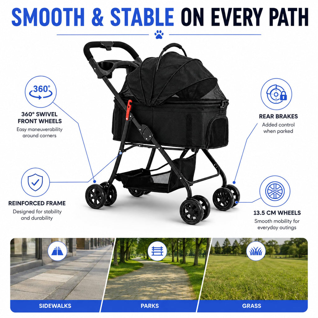 Foldable Pet Stroller with Cup Holder L755193