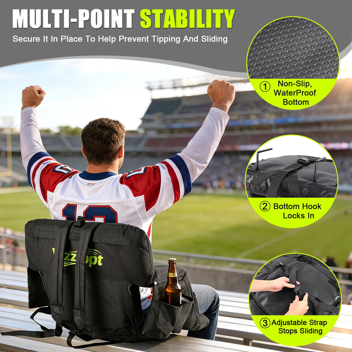 Heated Stadium Seats with Back Support, 3 Heat Settings B658