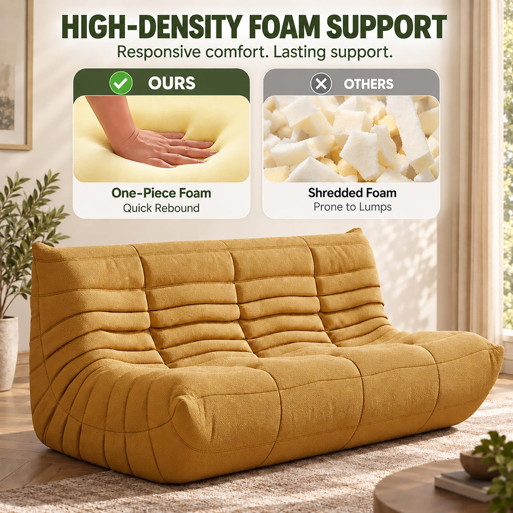 Yellow 3 Seater Bean Bag Sofa U56894