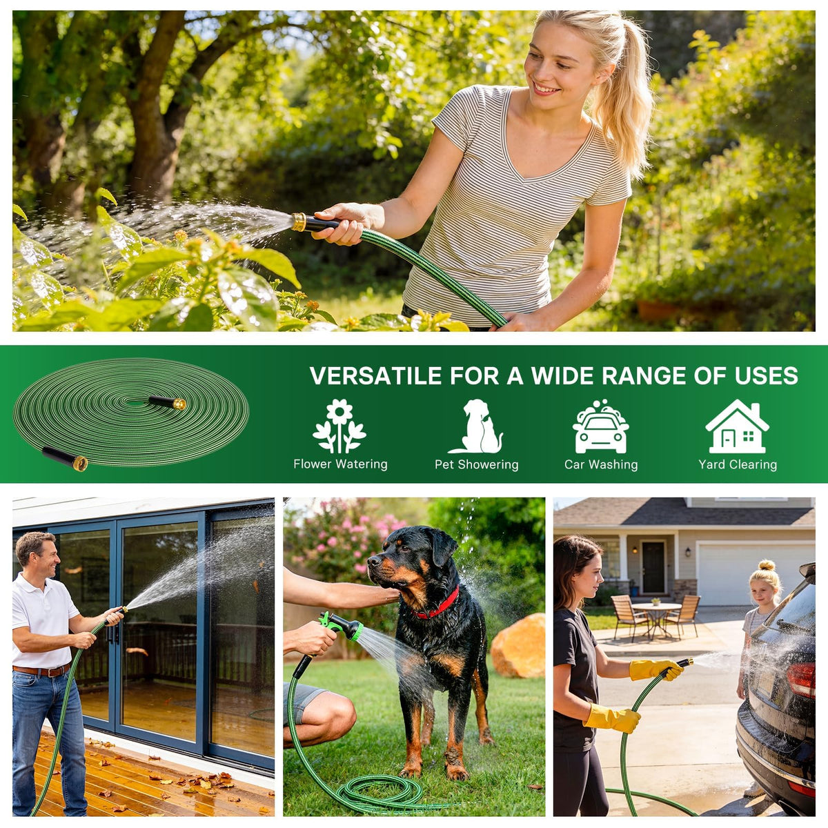 100 ft Flexible Non-Expandable Kink-Free Lightweight Garden Hose E505226