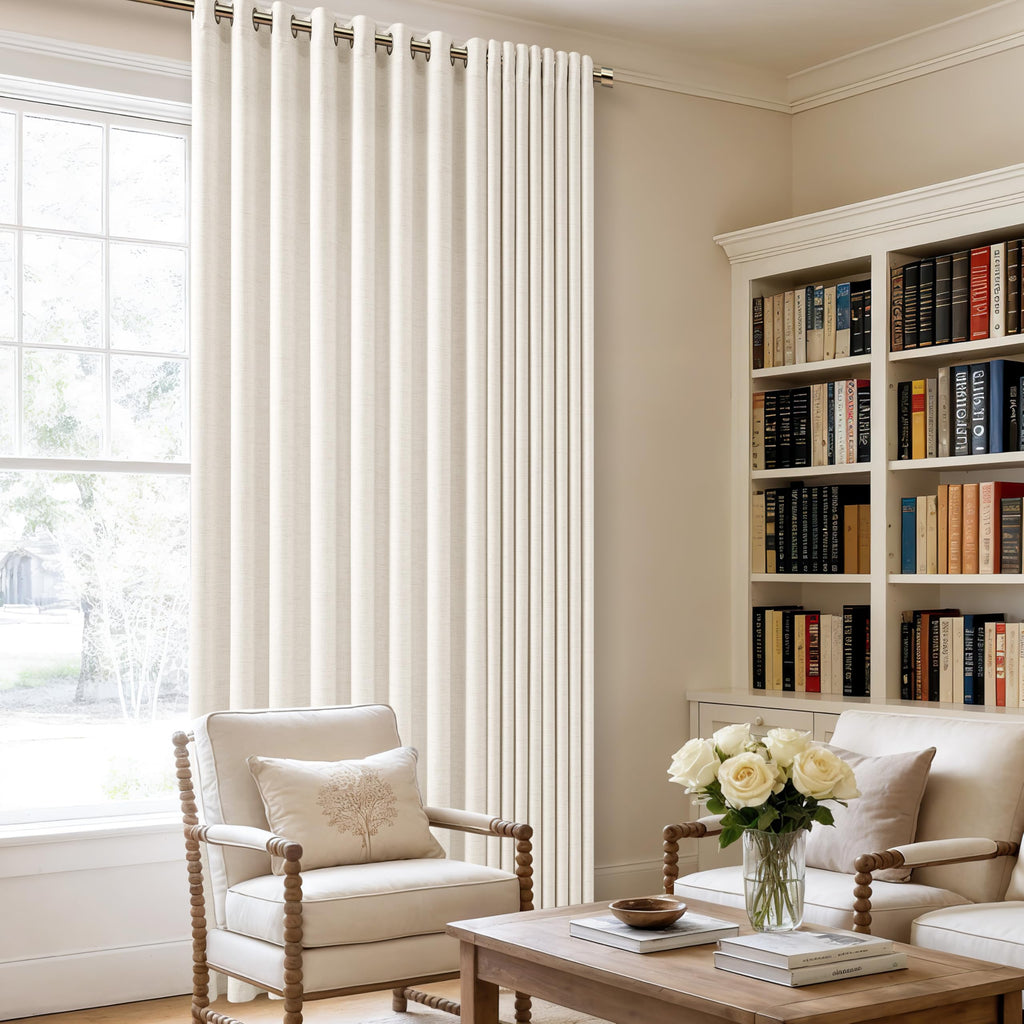 Linen 100 Inch Wide 84 Inch Length Ivory Curtains C5635