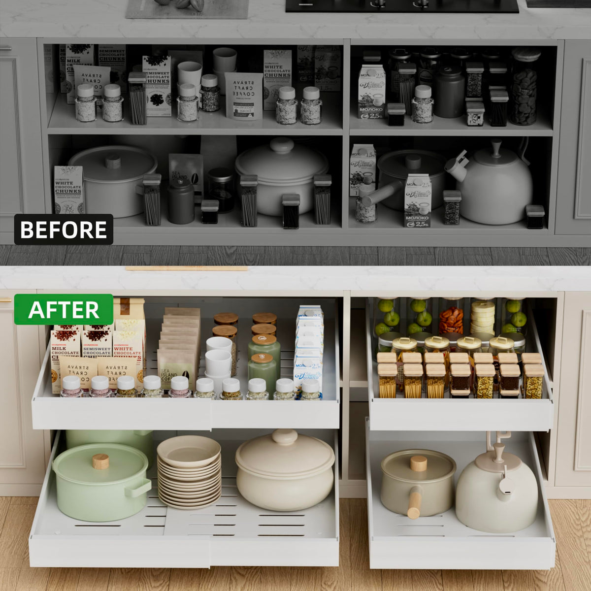 4 Pack Expandable Pull Out Cabinet Organizer I152