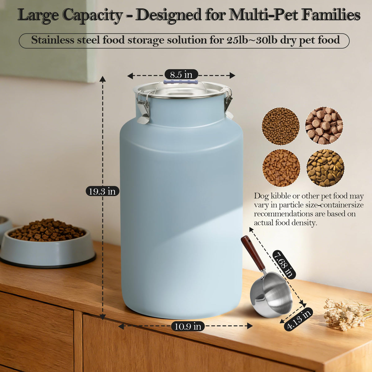 Stainless Steel Dog Food Storage Container with Scoop B417609