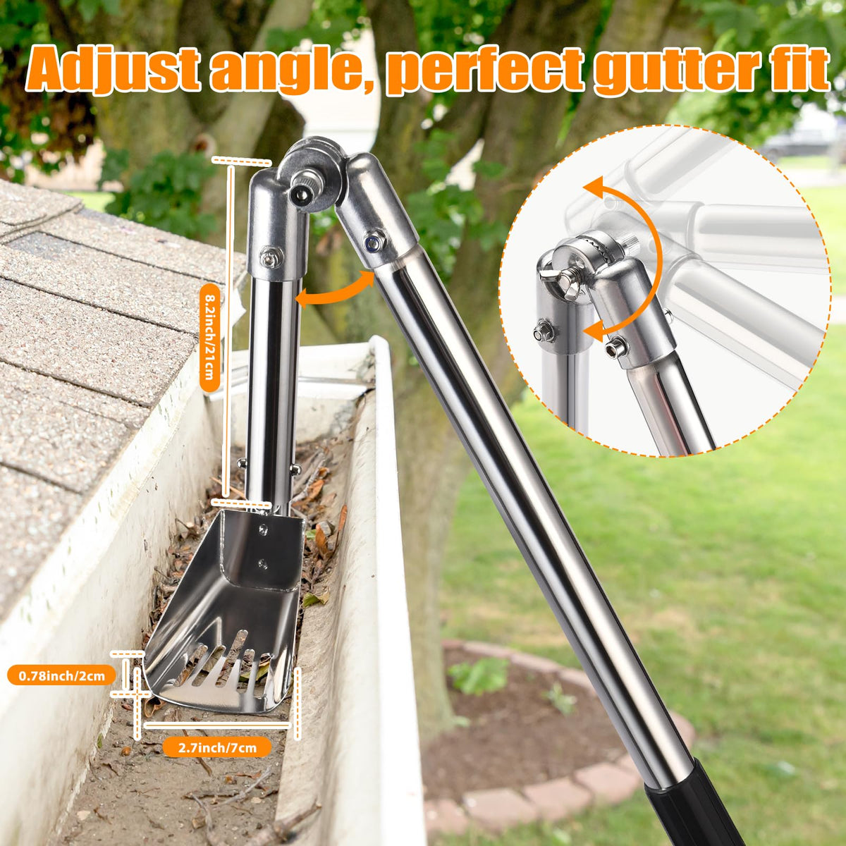 6.4FT Gutter Cleaning Tools with Extension Pole & Brush A652