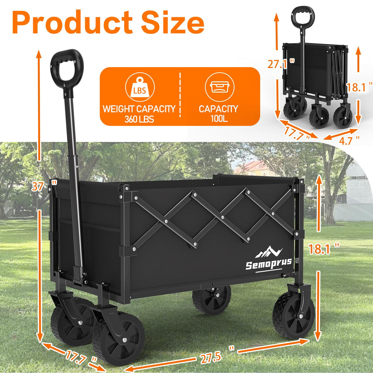 Foldable Heavy Duty Wagon with Wheels R868923