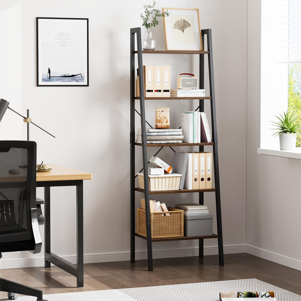 5-Tier Ladder Bookshelf with Metal Frame A6822