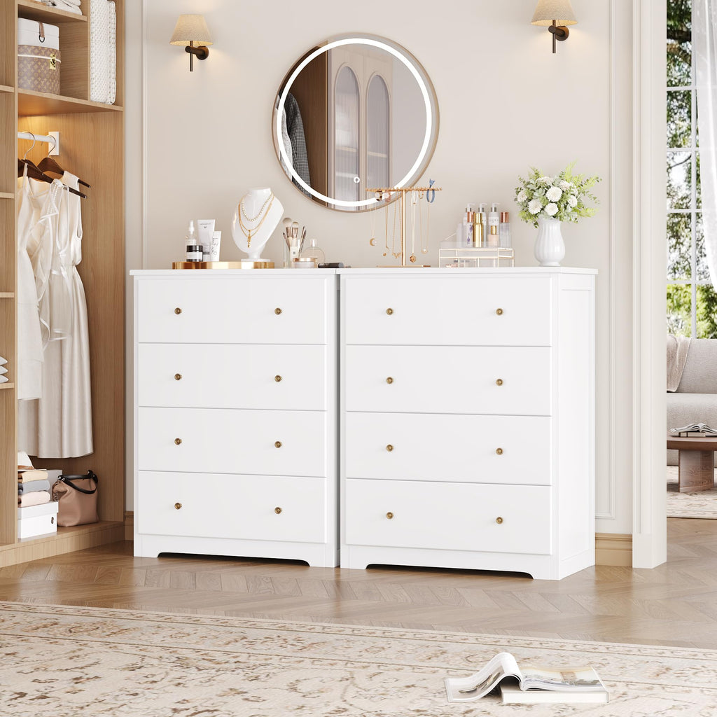 White 4 Drawer Wood Dresser W8549