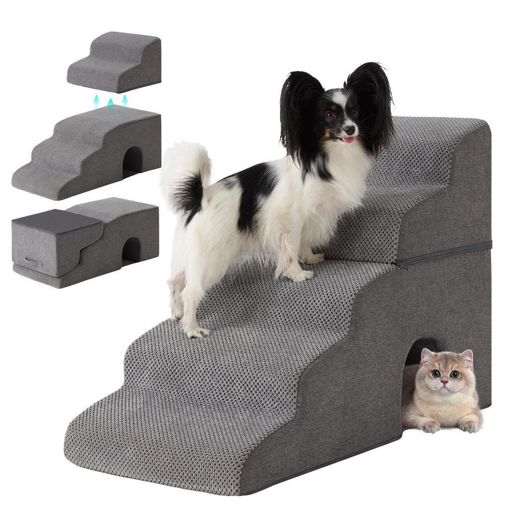 Grey 5-Step Dog Stairs Q85476
