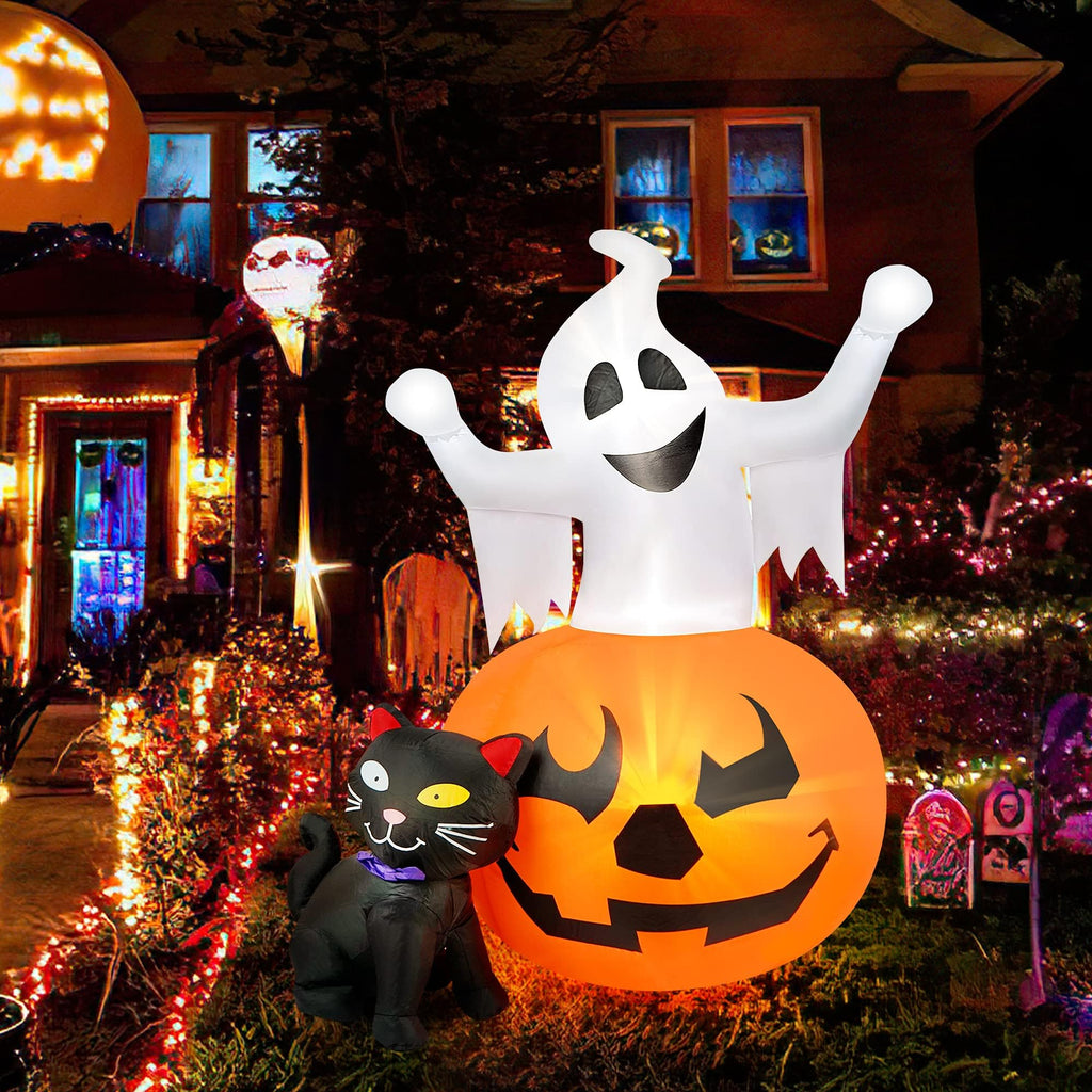 5 FT Halloween Inflatables Outdoor Ghost Pumpkin Black Cat Decor A3483