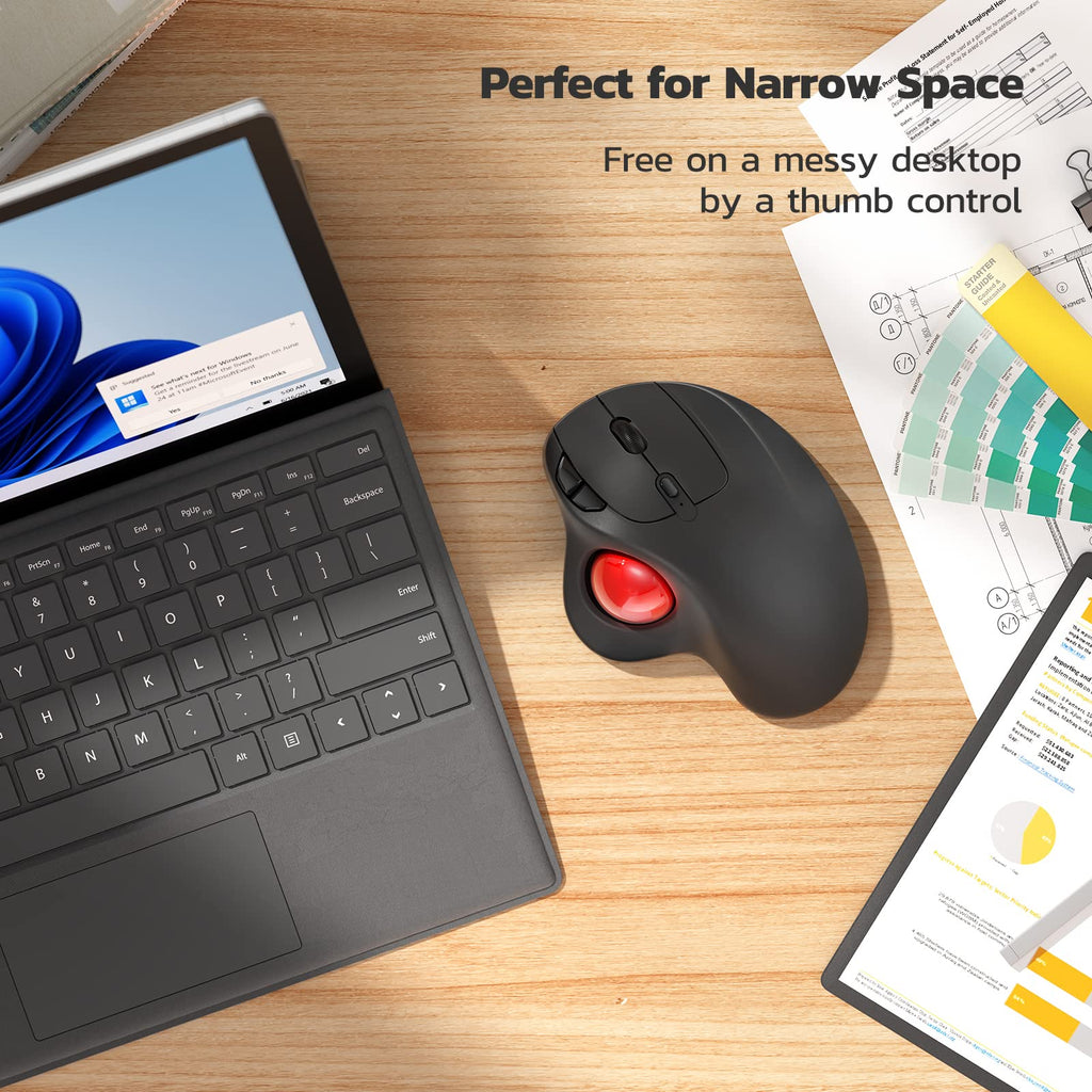 Wireless Ergonomic Thumb Control Trackball Mouse R989