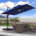 9x9 FT Cantilever Offset Patio Umbrella with Lights & Base P450242