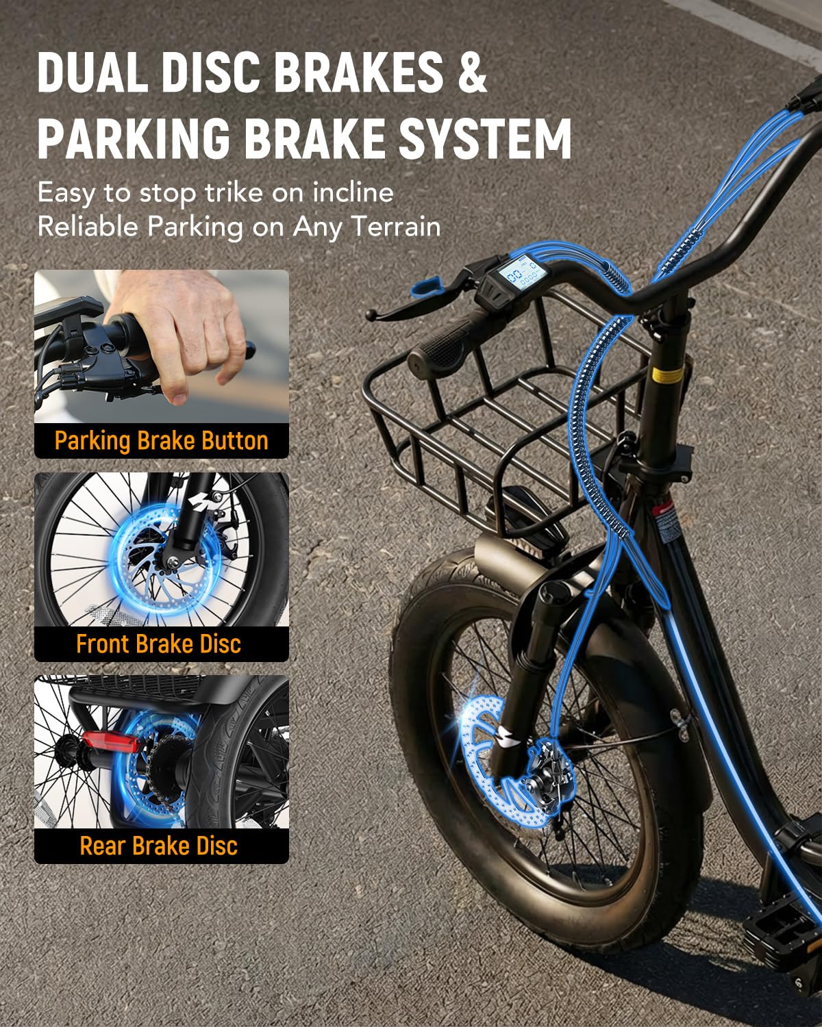 Electric Tricycle for Adults, 18"x3.0" Folding Step-Thru E Trike with 1200W Brushless Motor 48V 499.2Wh Removable Battery L33350