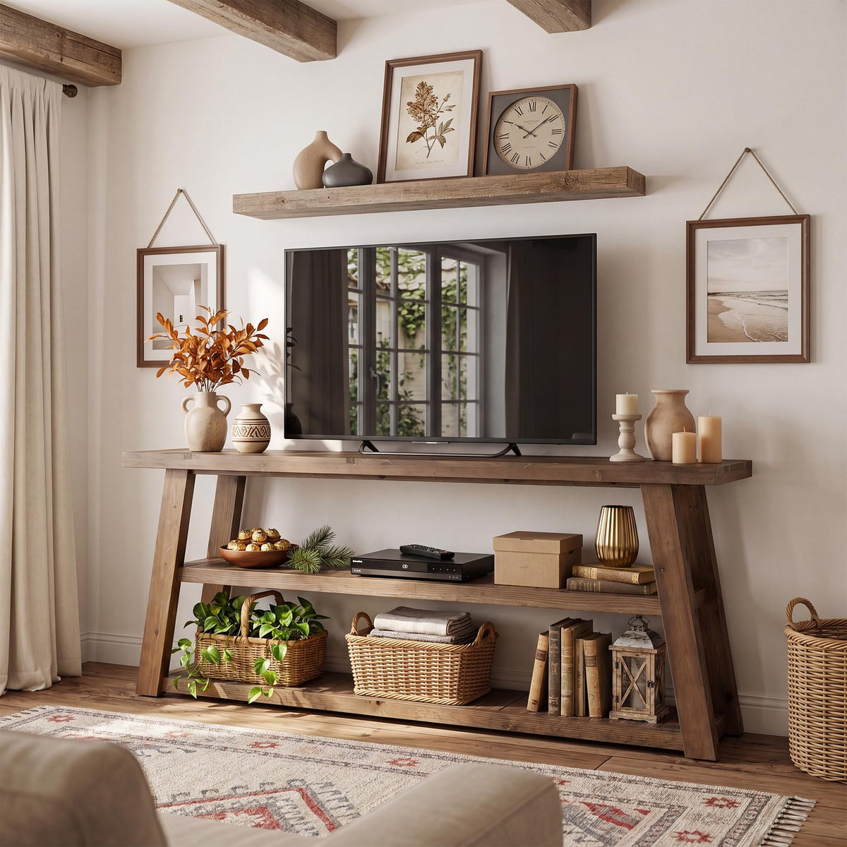 63" Solid Wood TV Stand R87105