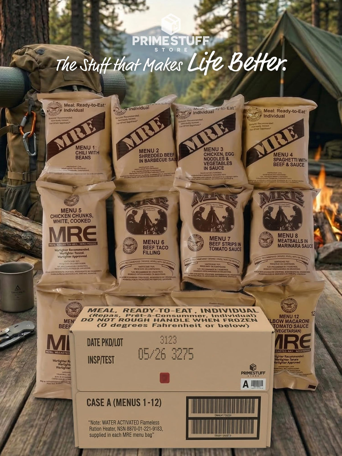 Meals Ready to Eat 12 packs with Flameless Heater H16817