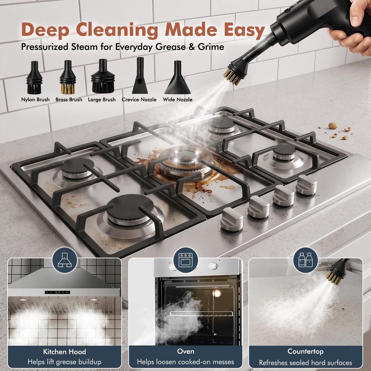 2500W Pressurized Steam Cleaner with 16 Accessories A75590