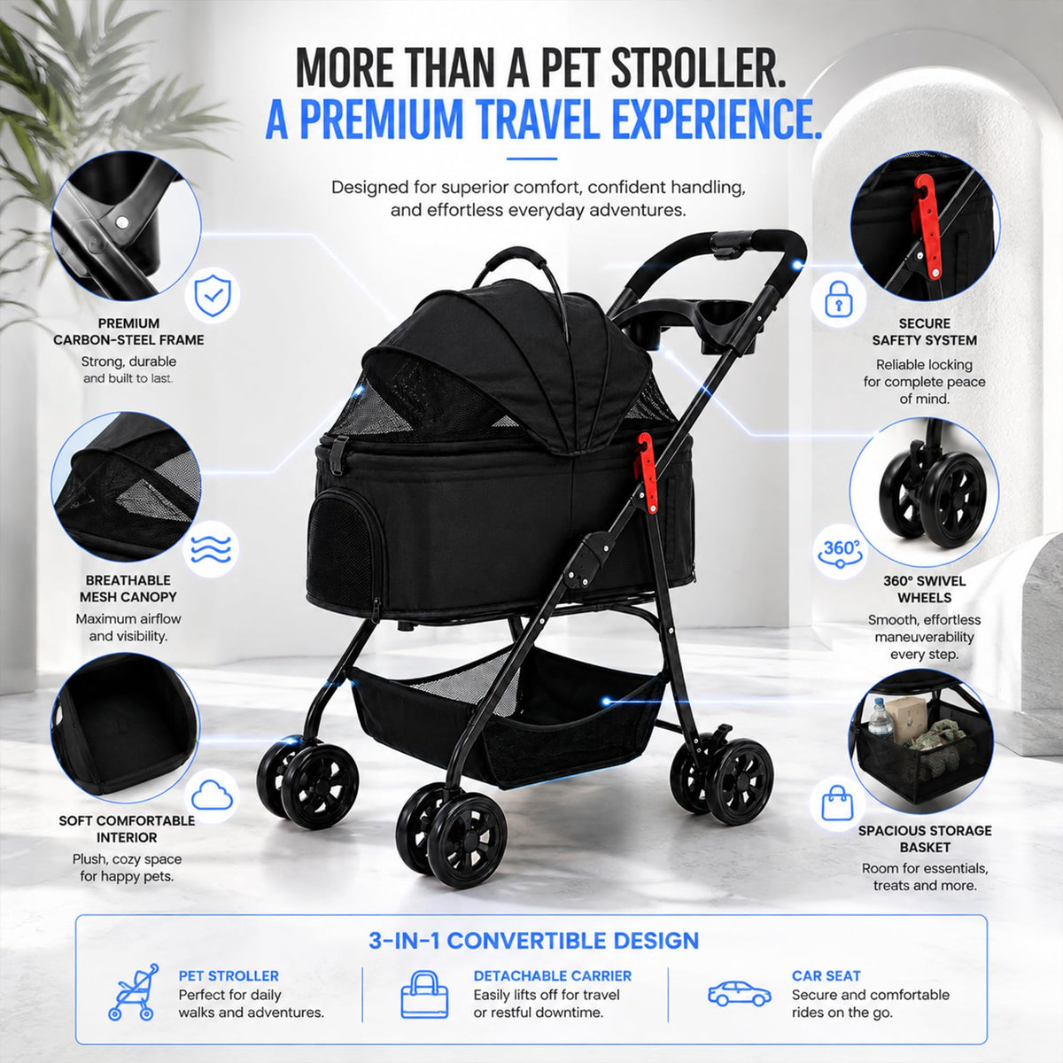 Foldable Pet Stroller with Cup Holder L755193