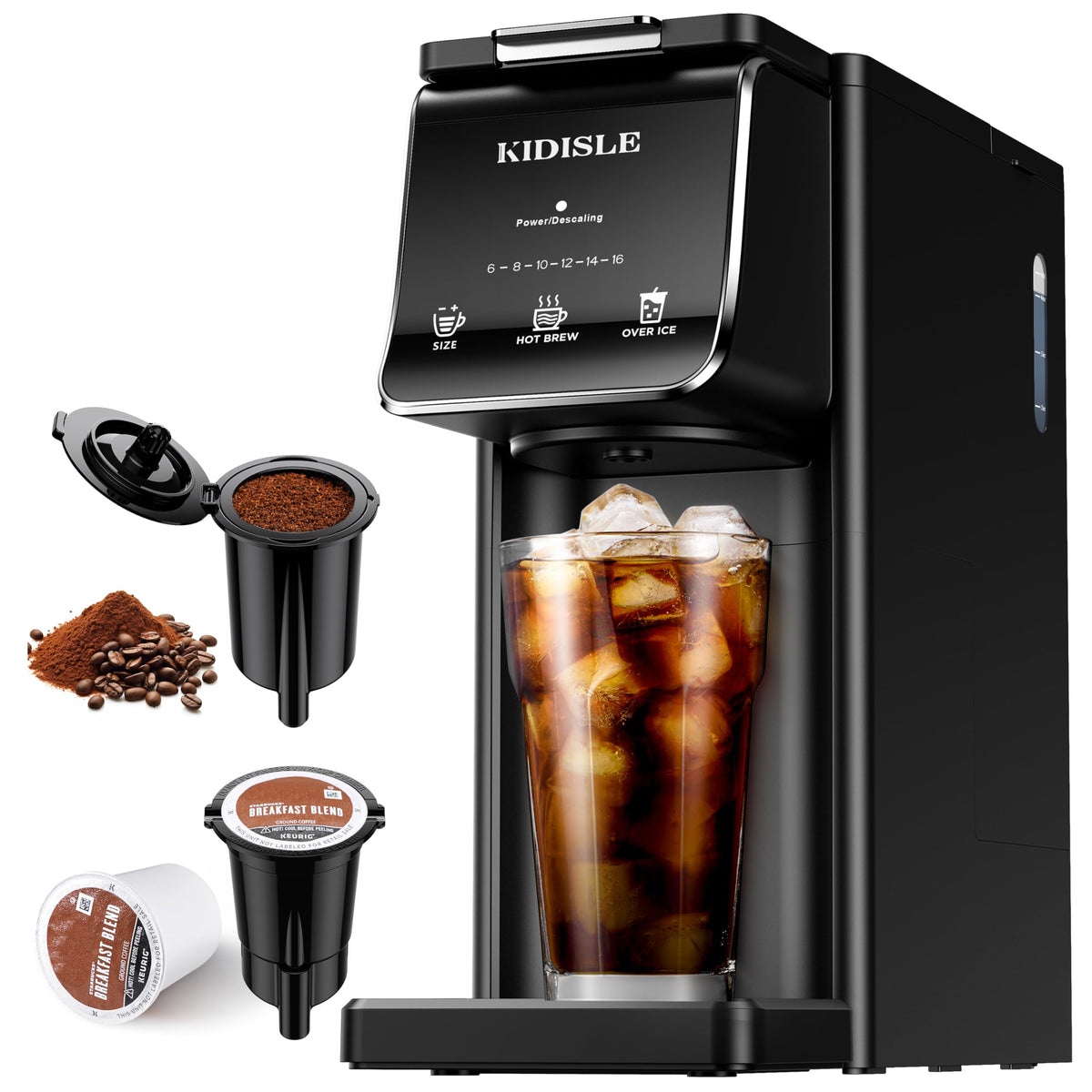 Black Single Serve Coffee Maker with 40oz Water Tank V7268