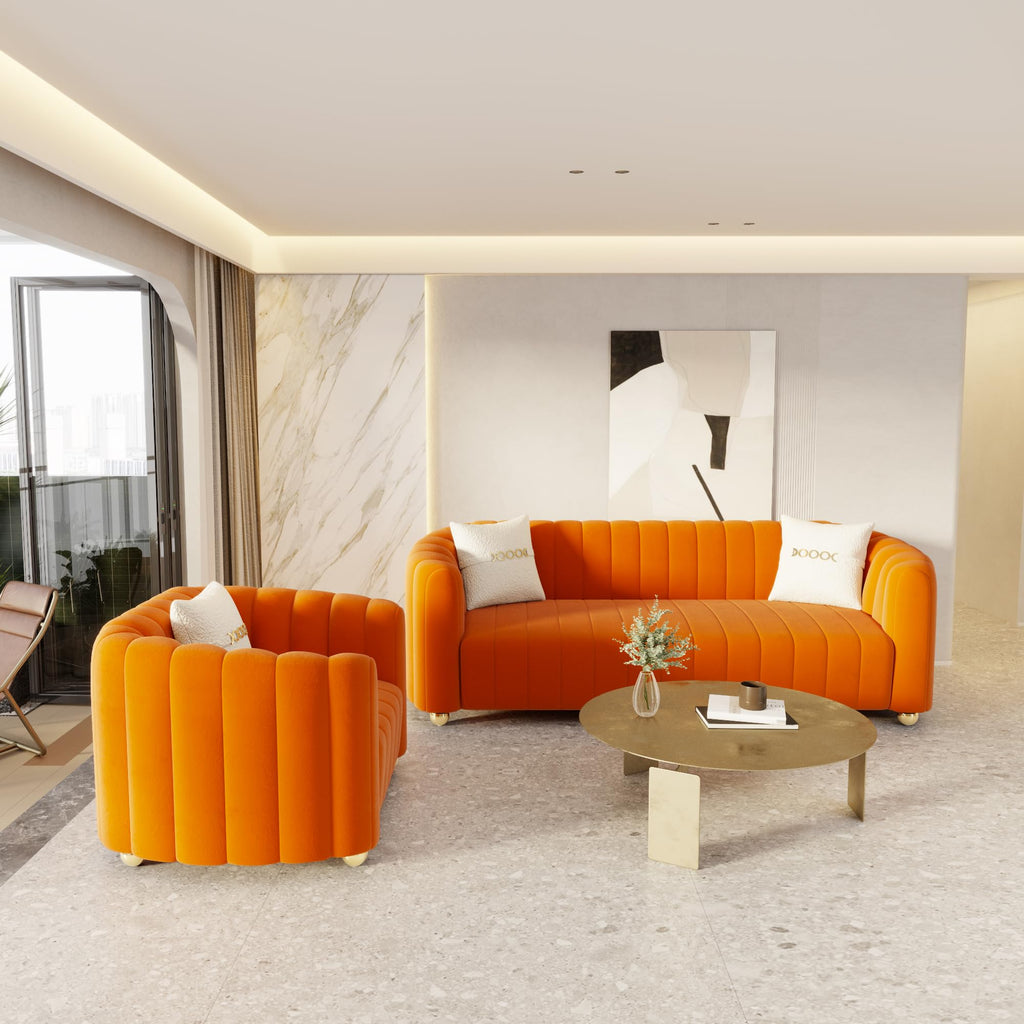 42" Velvet Sofa Chair with Gold Metal Legs C6401