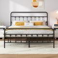 Queen Metal Bed Frame with Victorian Headboard & Footboard O85157