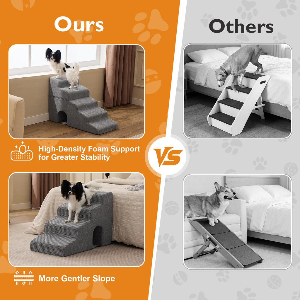 Grey 5-Step Dog Stairs Q85476