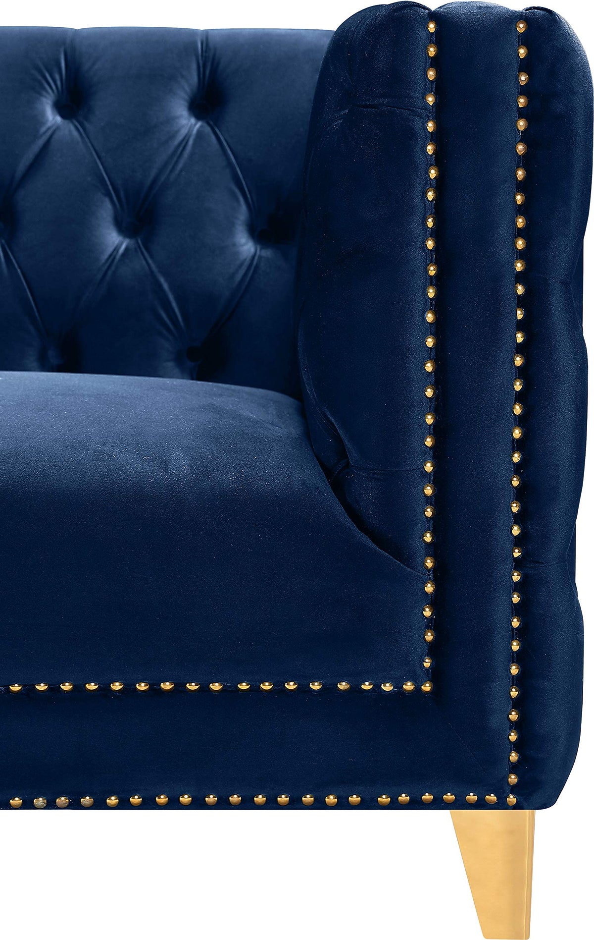 Navy Velvet Sofa with Gold Nailhead Trim V407890