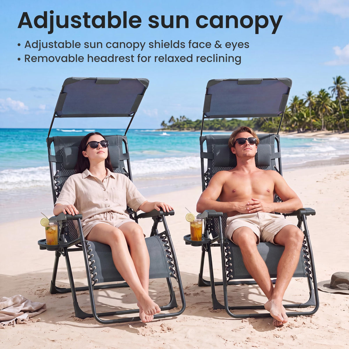 2 Pack Zero Gravity Chairs with Canopy Y3920