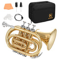 B Flat Brass Pocket Trumpet with 7C Mouthpiece and Hard Case X314748