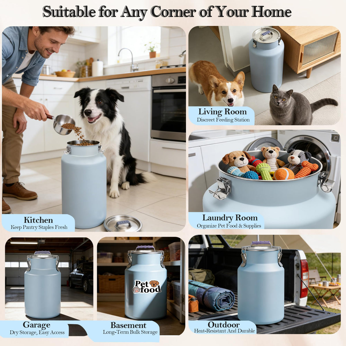 Stainless Steel Dog Food Storage Container with Scoop B417609