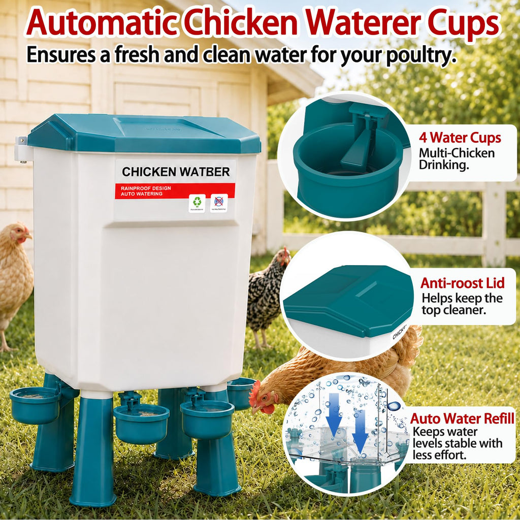 Automatic No Waste Poultry Feeder and Waterer Set C533