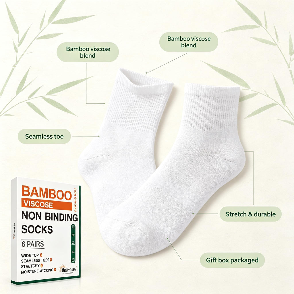 Bamboo Viscose Diabetic Socks 6 Pairs K36250