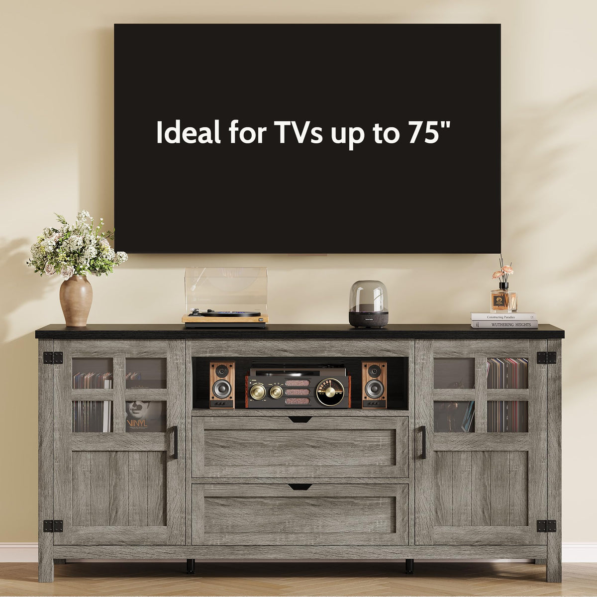 66'' Farmhouse TV Stand with Storage F492