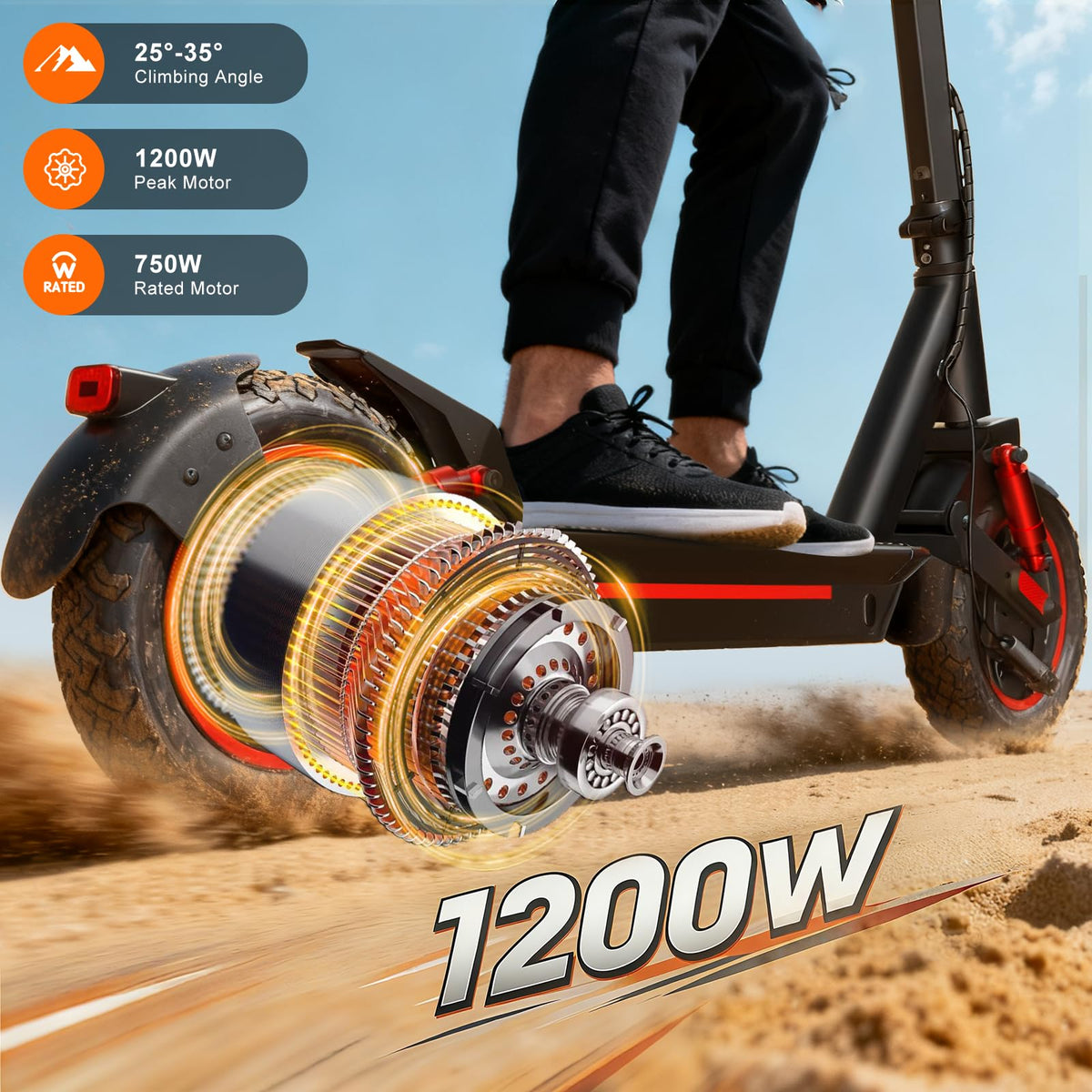 1200W Motor 10" Off-Road Pneumatic Tire Electric Scooter Y852995