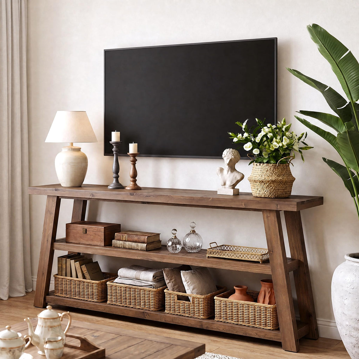 63" Solid Wood TV Stand R87105