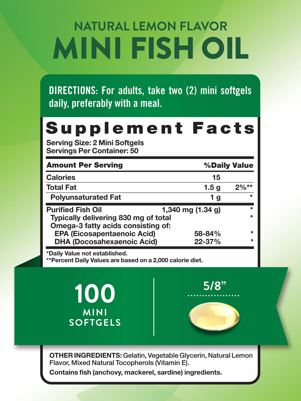 Fish Oil Omega 3 1340 mg 100 Softgels A350890