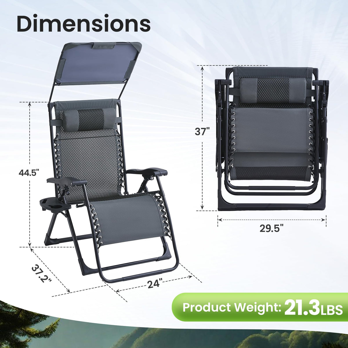 2 Pack Zero Gravity Chairs with Canopy Y3920