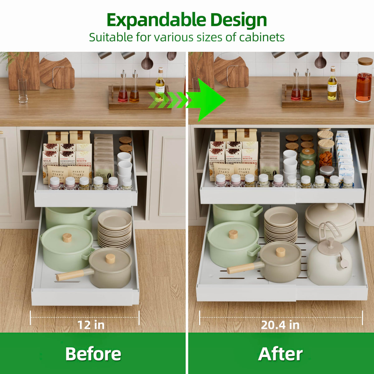4 Pack Expandable Pull Out Cabinet Organizer I152
