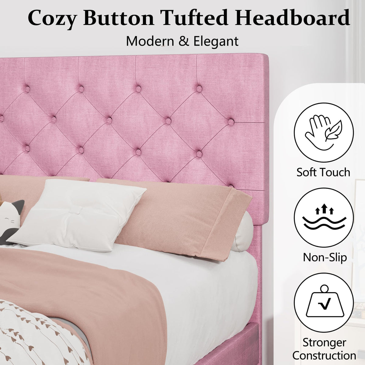 Twin Upholstered Platform Bed H356