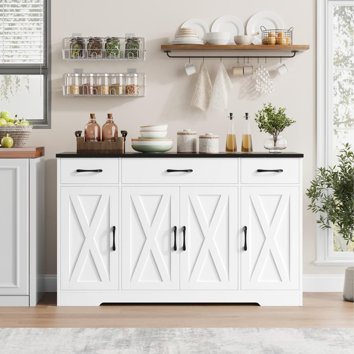 White Kitchen Buffet Sideboard Storage Cabinet C407570