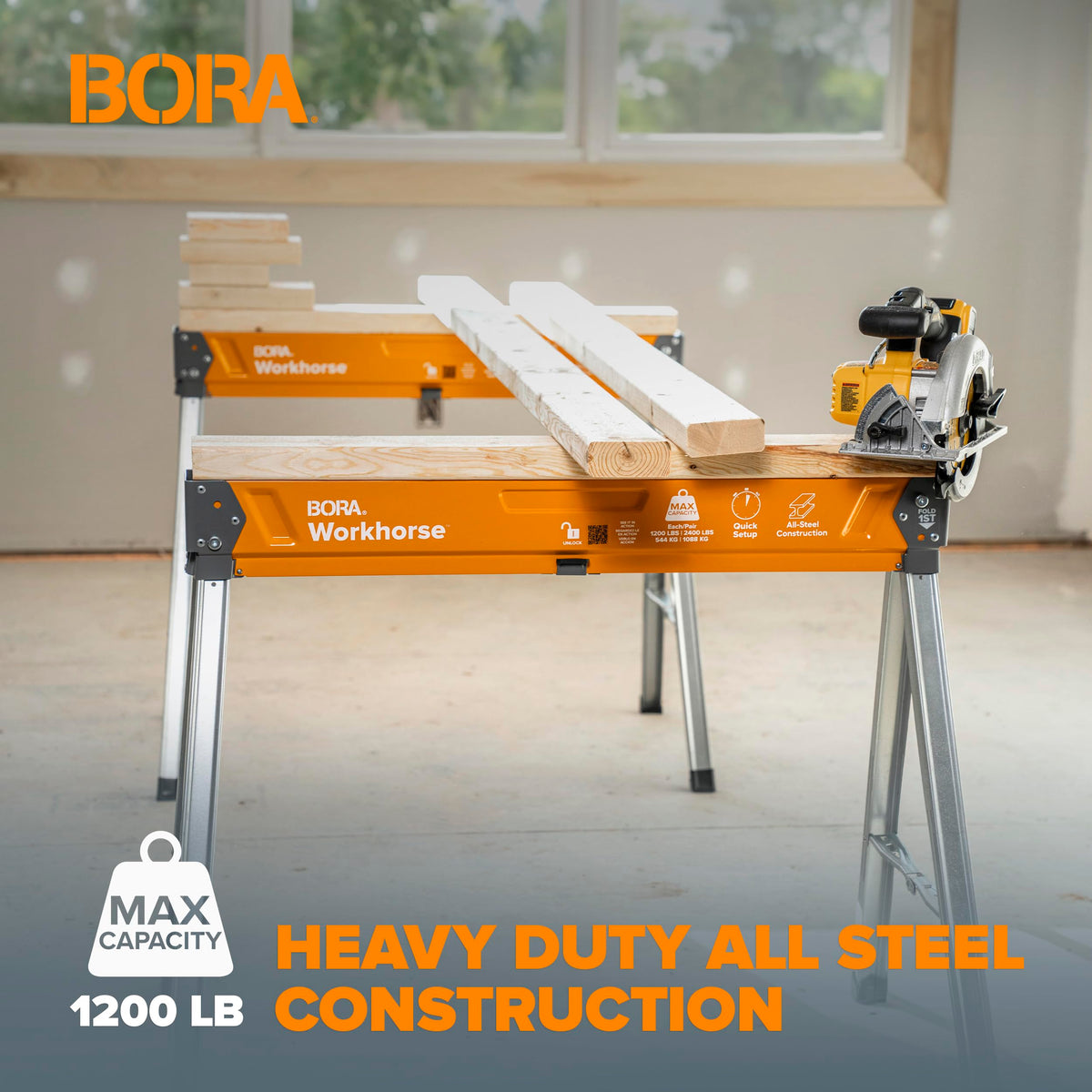 2 Pack Folding Heavy Duty Metal Sawhorse Q53897