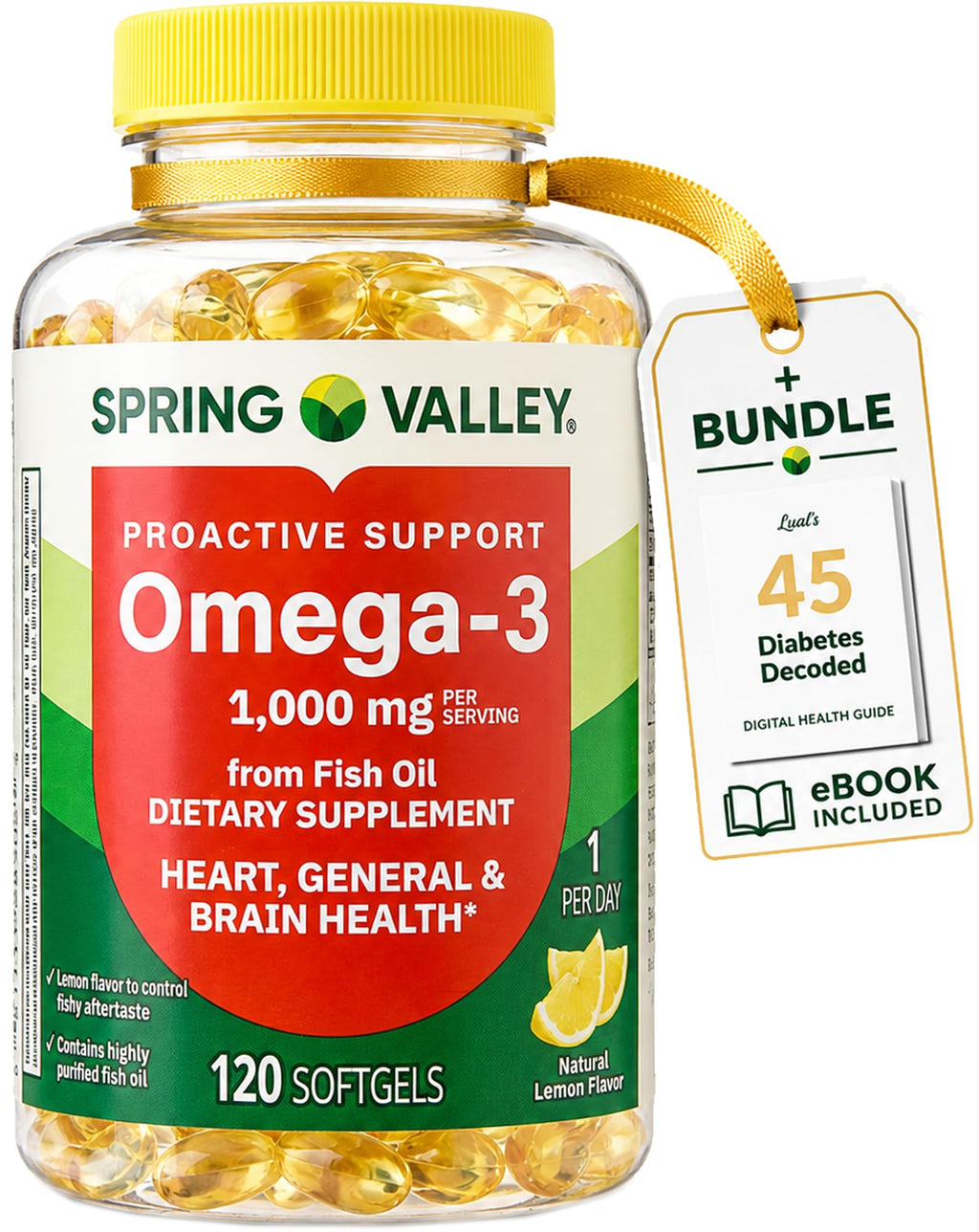 1000 mg Omega-3 Fish Oil Softgels Dietary Supplement B36453