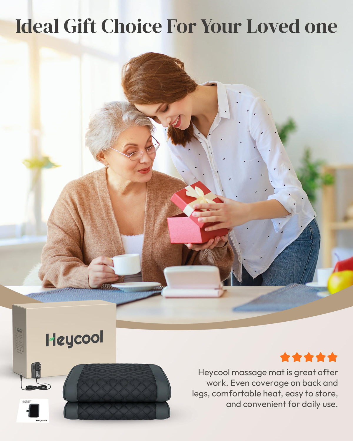 Full Body Massage Mat with Heat, 10-Motor Vibration Massage Pad, Foldable Memory Foam Y918038