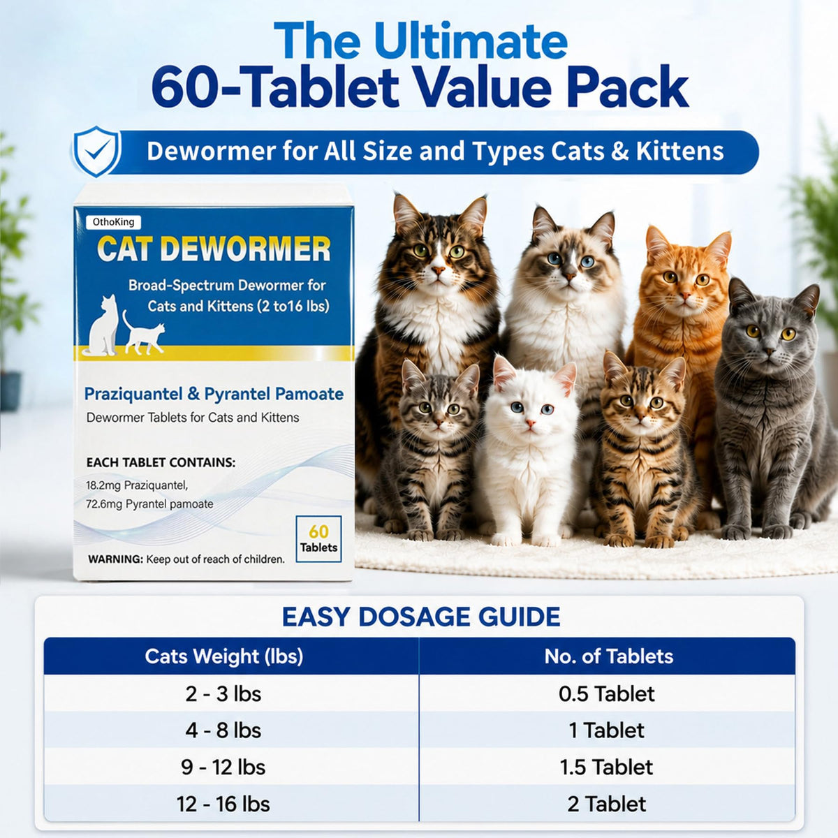 Cat Dewormer Tablet for Cats and Kittens Y4408