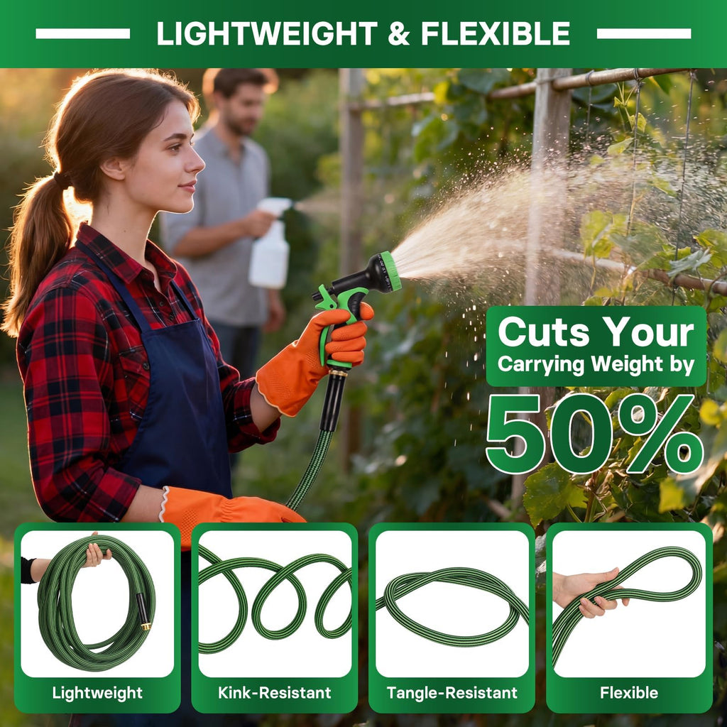 100 ft Flexible Non-Expandable Kink-Free Lightweight Garden Hose E505226