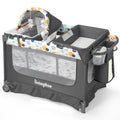 5-in-1 Pack and Play with Bassinet, Changing Table and Mat, Gray Q231237